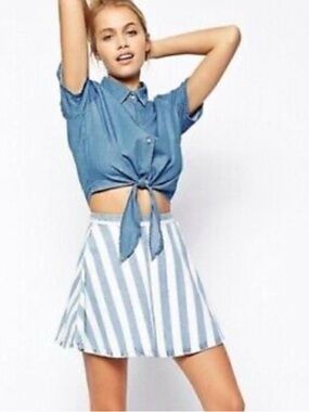American Apparel Blue and White Striped Circle Skirt